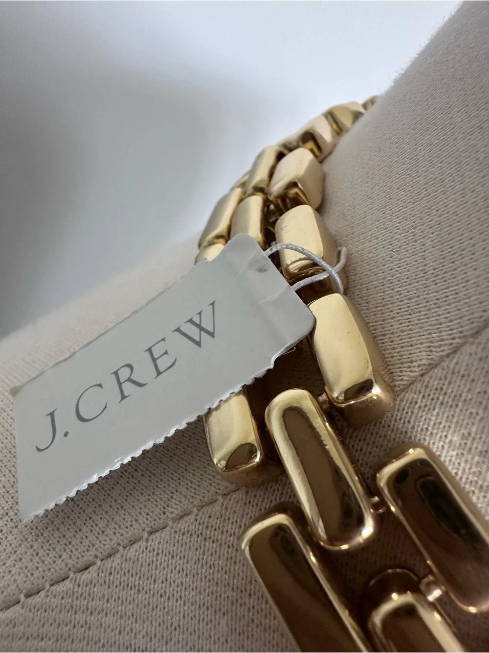 J. Crew Chunky Flat Link Chocker 16" Necklace Gold NWT - Picture 3 of 9